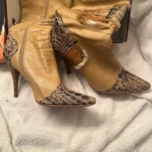 Italina Tan and Brown Heeled Boots